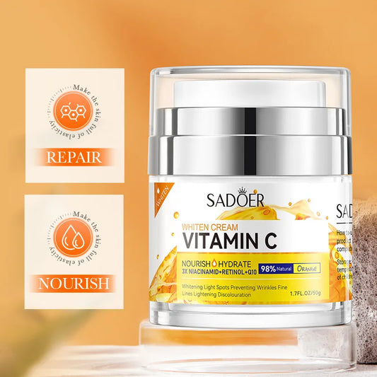 SADOER vitamine C collagène crème pour le visage raffermissant hydratant éclaircissant