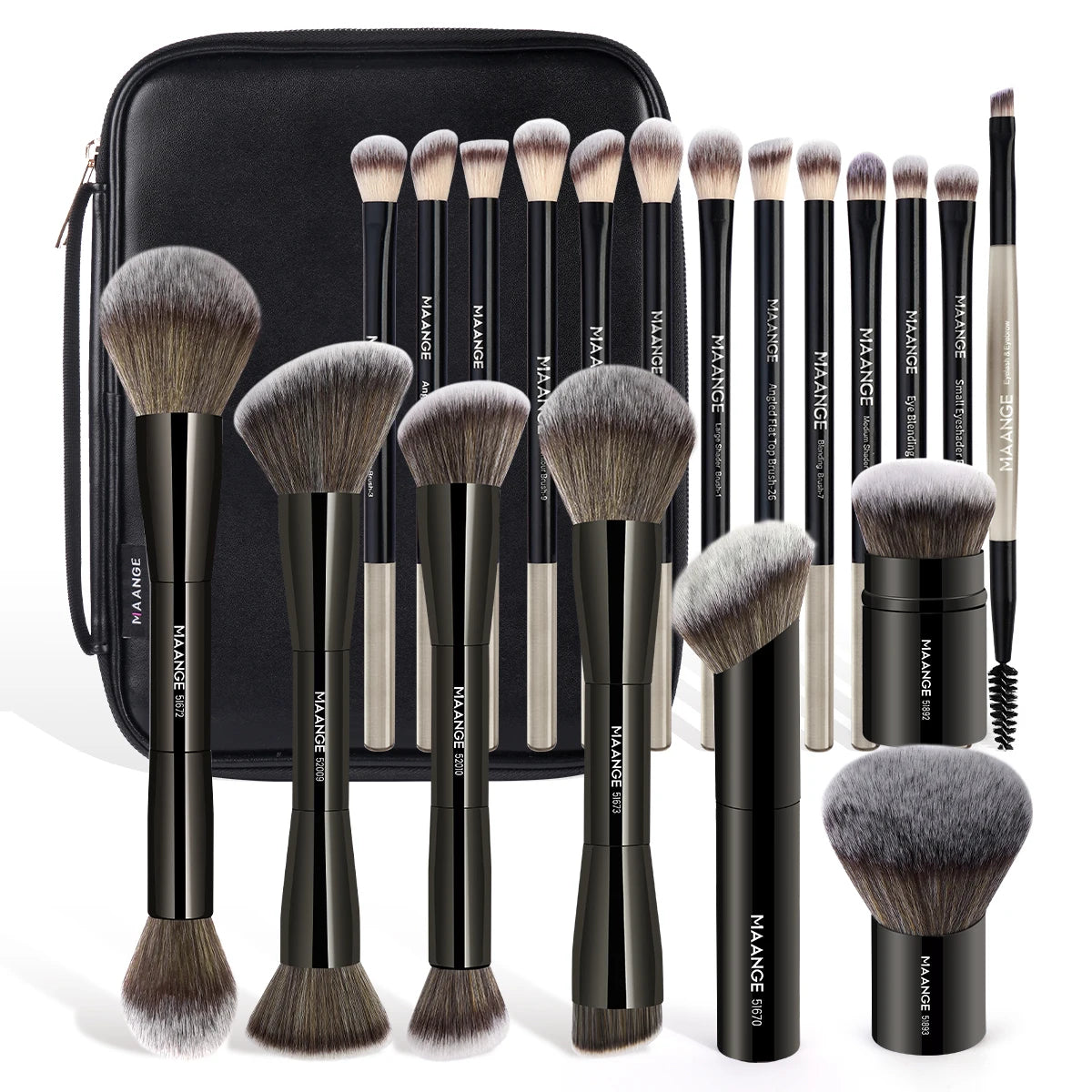 20Pcs Pro Makeup Brushes + Storage Bag Dual End Foundation Powder Blush Eyeshadow Brush Beauty Blending Organizer Tool
