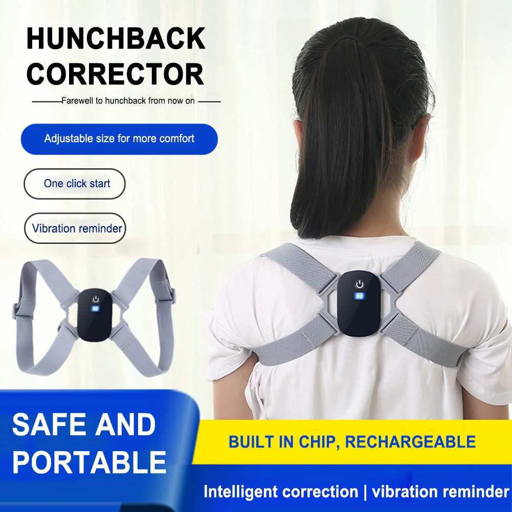 LED LCD Posture Corrector Rechargeable 8-Shaped Back Correction Belts Smart Sensor 400Mah Vibration Reminder for Children Adults