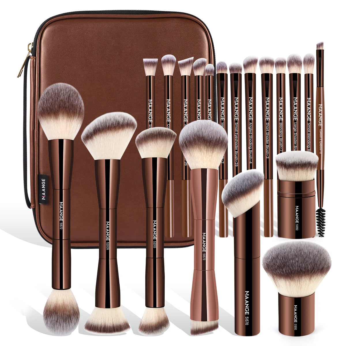 20Pcs Pro Makeup Brushes + Storage Bag Dual End Foundation Powder Blush Eyeshadow Brush Beauty Blending Organizer Tool