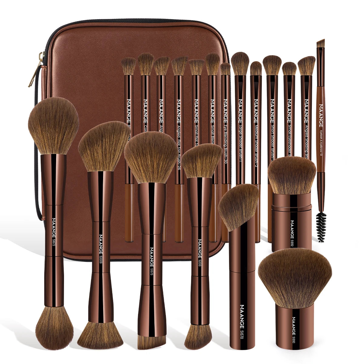 20Pcs Pro Makeup Brushes + Storage Bag Dual End Foundation Powder Blush Eyeshadow Brush Beauty Blending Organizer Tool