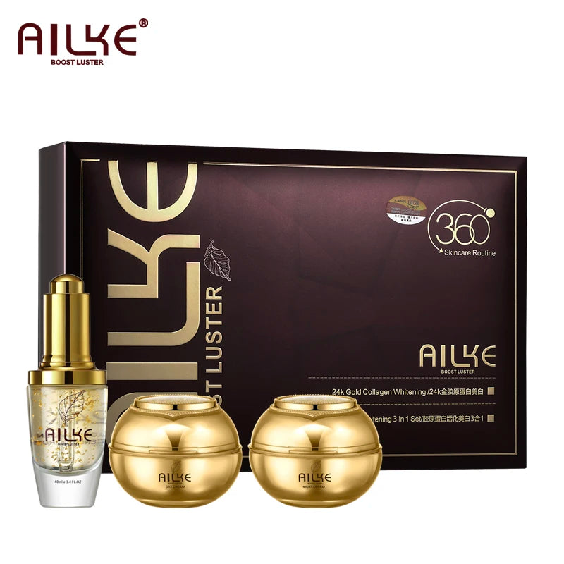 AILKE 24K au collagène, ensemble de beauté éclaircissant et hydratant pour tous Types de peau