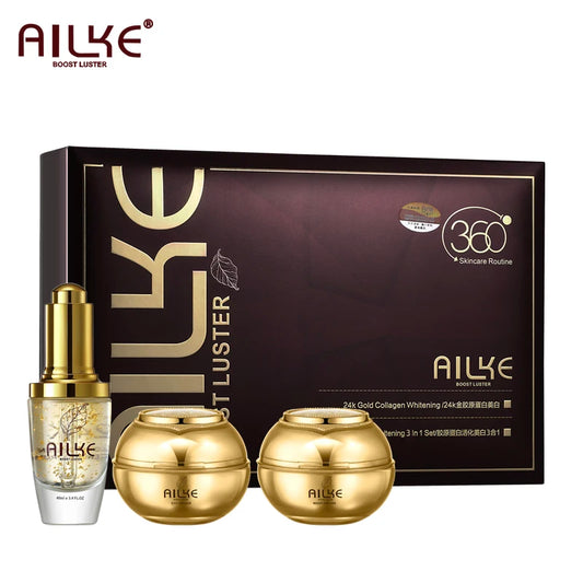 AILKE 24K au collagène, ensemble de beauté éclaircissant et hydratant pour tous Types de peau