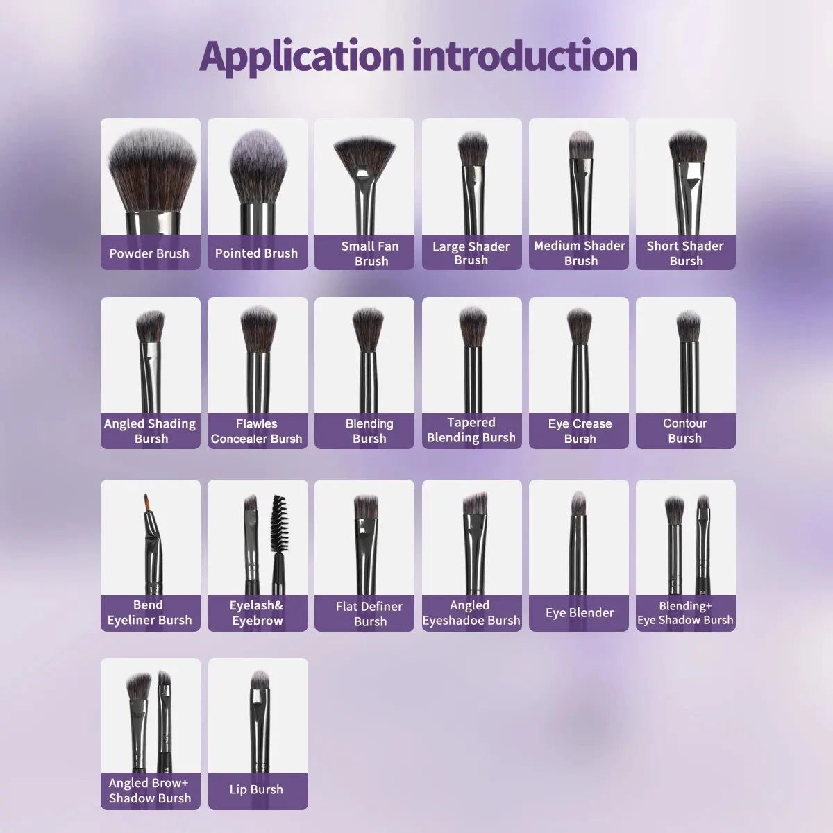 MAANGE 20 pièces ensemble de pinceaux de maquillage professionnel fond de teint correcteur fard à paupières Blush brosse mélange outils de beauté avec boîte Portable