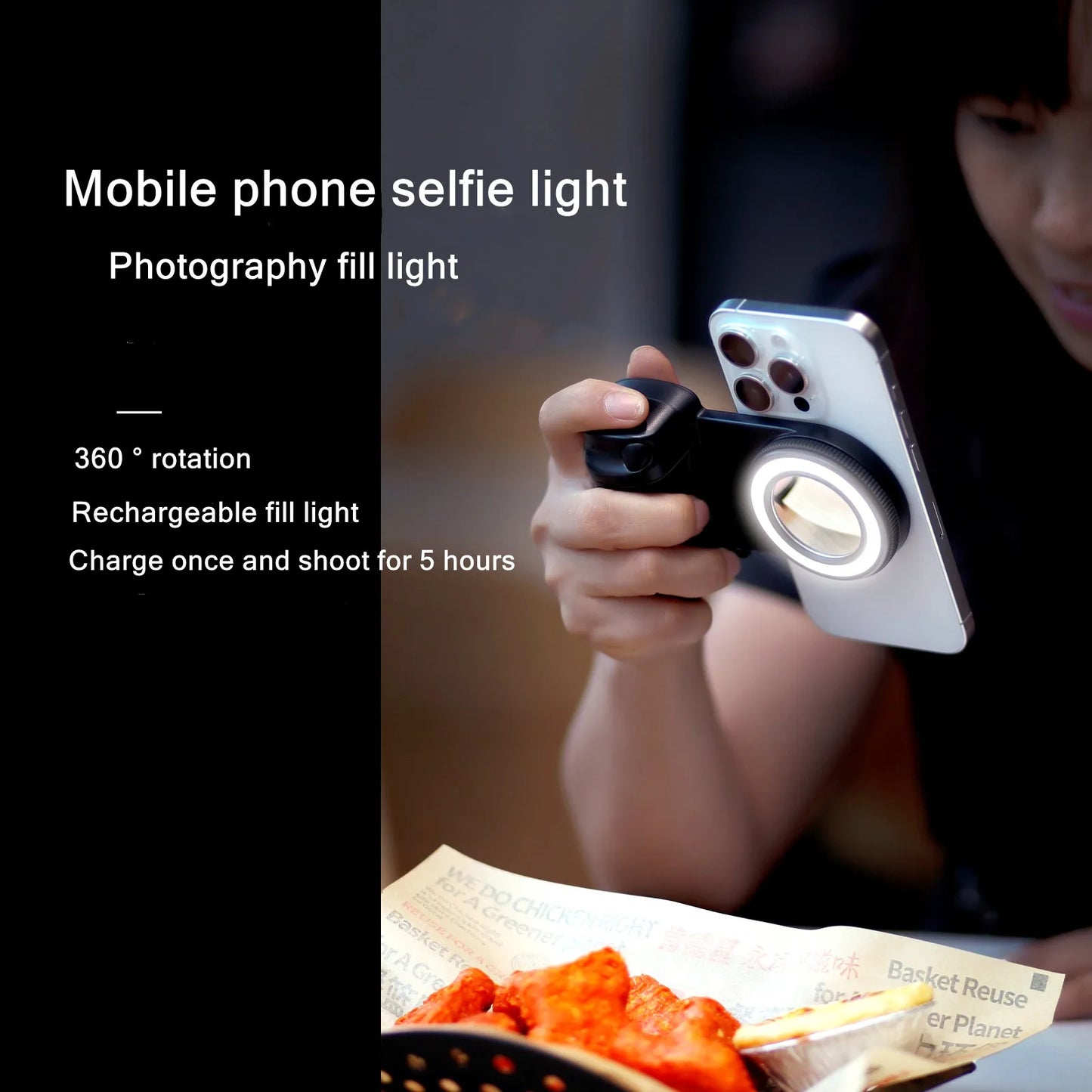 Poignée magnétique pour smartphone avec poignées amovibles, télécommande Bluetooth