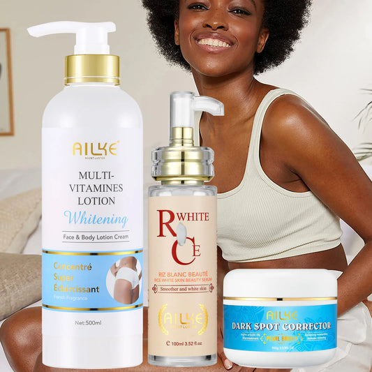 AILKE Kit de soins éclaircissant multivitaminé naturel pour la peau