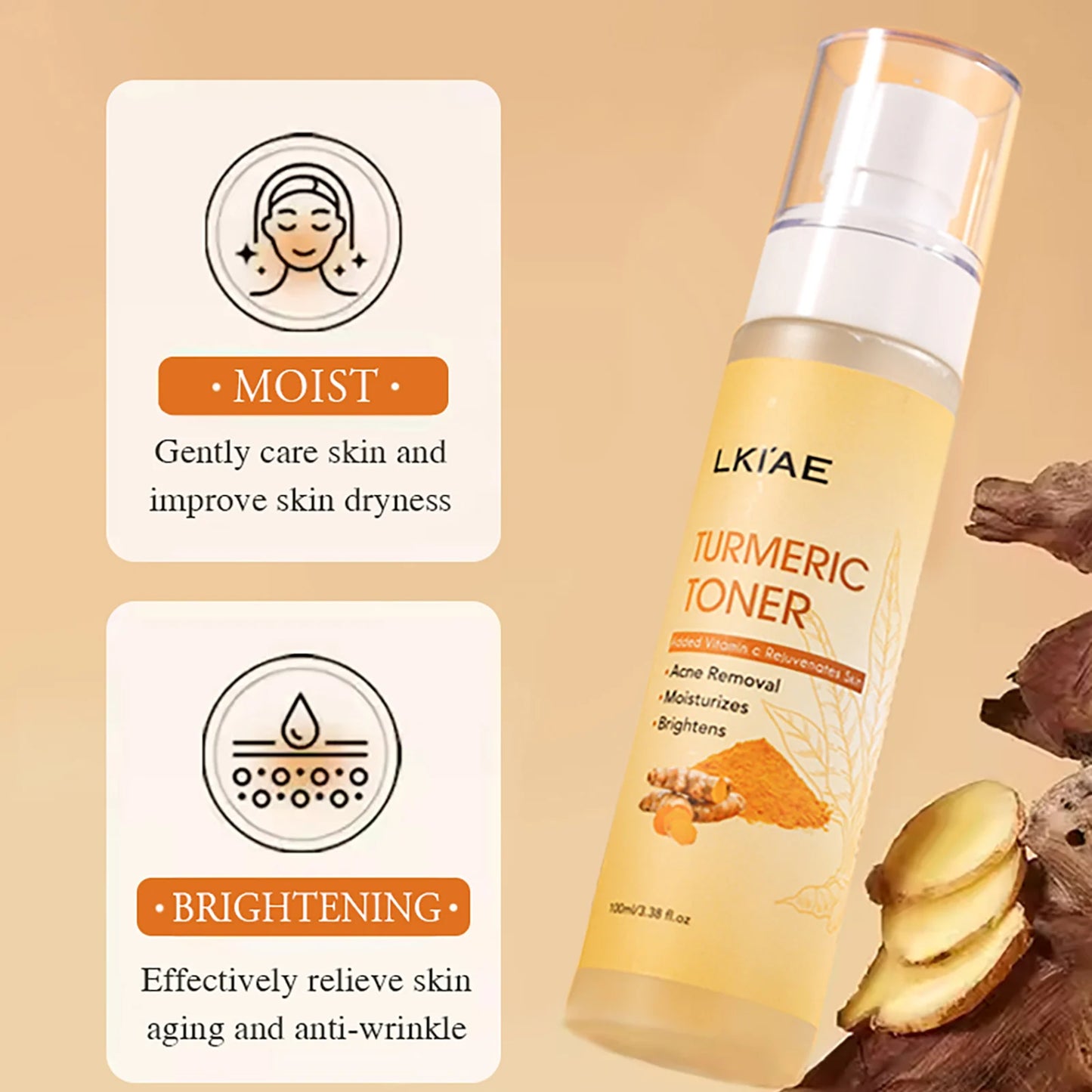 AILKE Ensemble de soins pour la peau au curcuma biologique, éclaircit, nettoie la peau