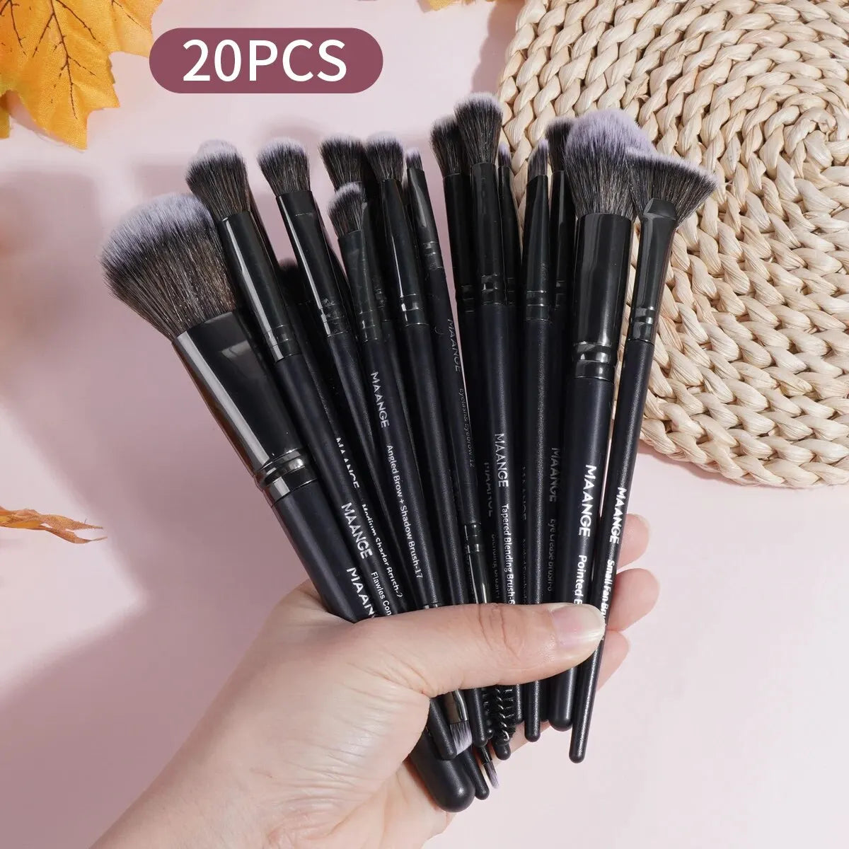 MAANGE 20 pièces ensemble de pinceaux de maquillage professionnel fond de teint correcteur fard à paupières Blush brosse mélange outils de beauté avec boîte Portable