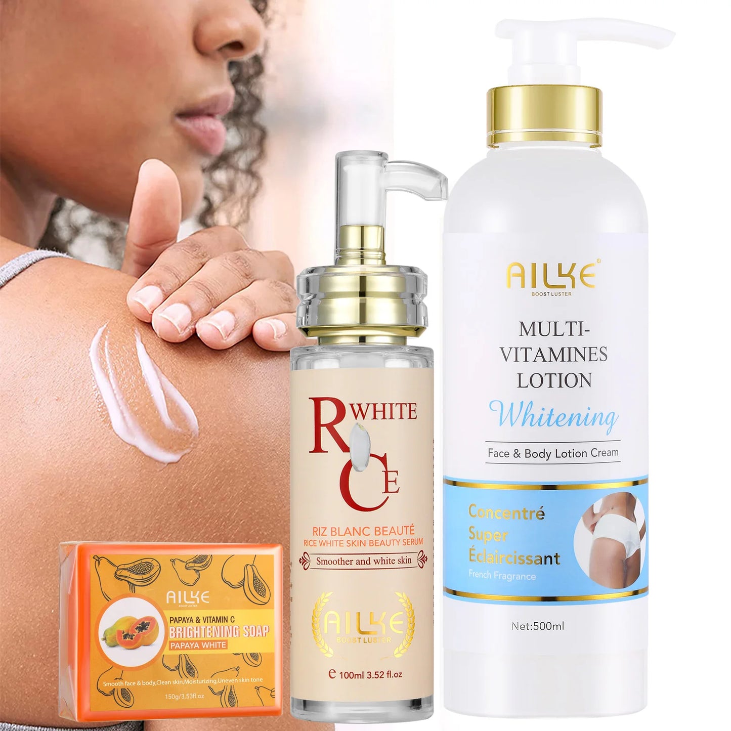 AILKE Kit de soins éclaircissant multivitaminé naturel pour la peau