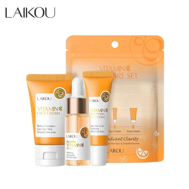 LAIKOU vitamine C ensemble 3 pièces Facial hydratant, blanchissant et éclaircissant