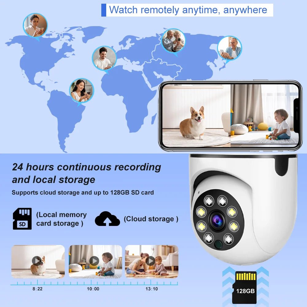 8MP HD PTZ WiFi double objectif double écran E27 ampoule caméra Tuya intelligente sécurité vidéo Surveillance  suivi automatique