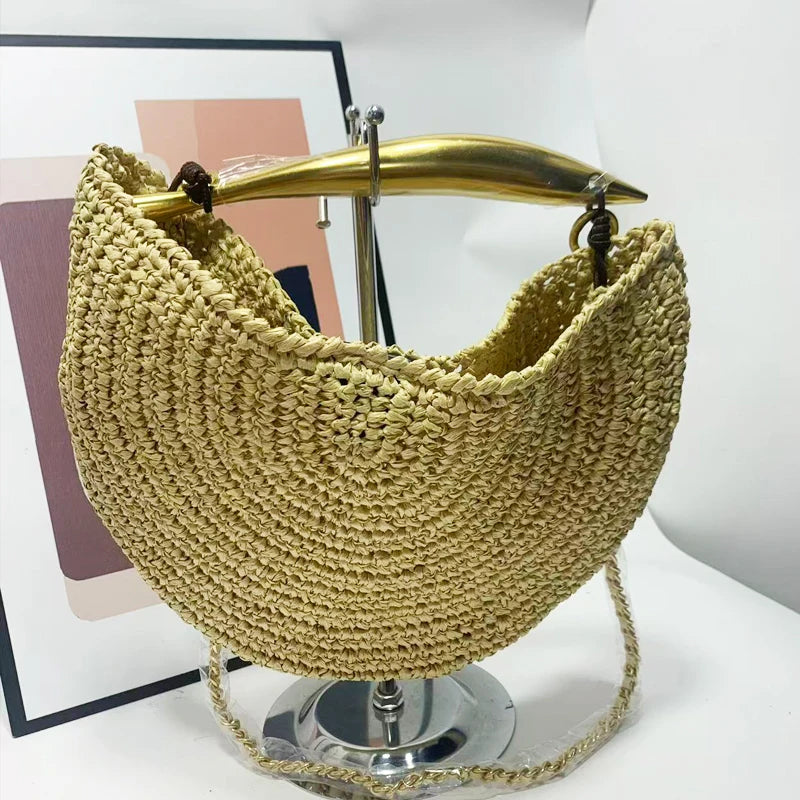 Sacs à main tissés de paille de plage classiques pour femmes
