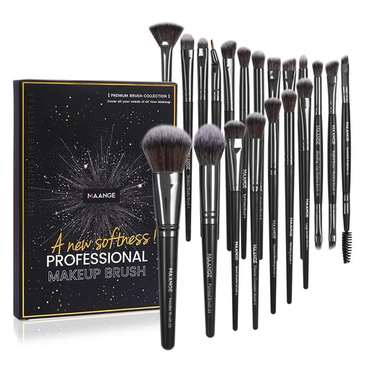 MAANGE 20 pièces ensemble de pinceaux de maquillage professionnel fond de teint correcteur fard à paupières Blush brosse mélange outils de beauté avec boîte Portable