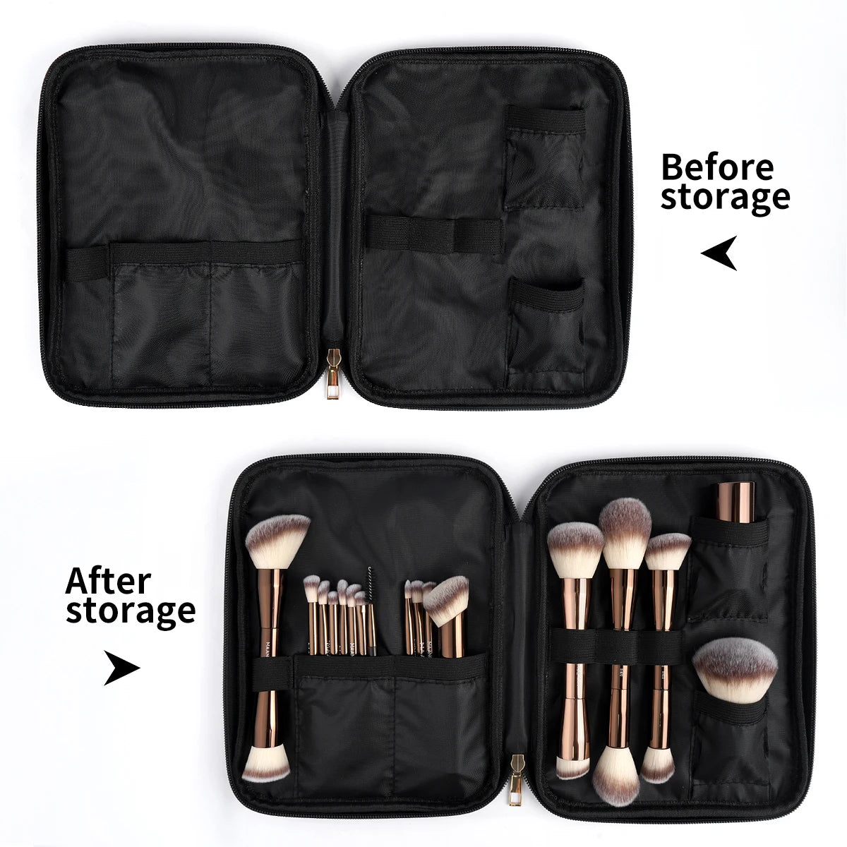 20Pcs Pro Makeup Brushes + Storage Bag Dual End Foundation Powder Blush Eyeshadow Brush Beauty Blending Organizer Tool