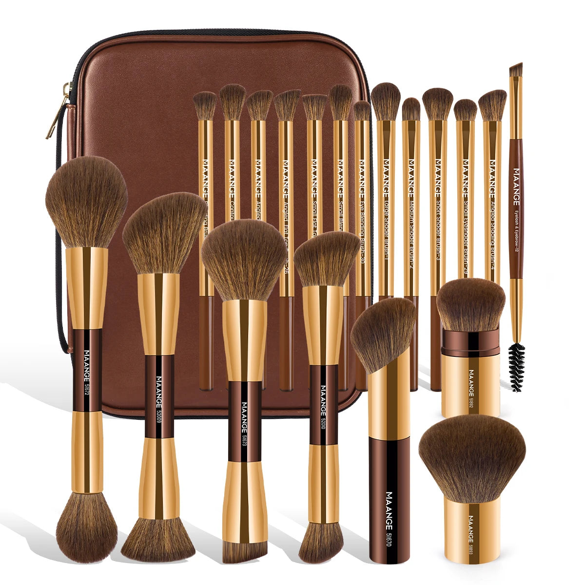 20Pcs Pro Makeup Brushes + Storage Bag Dual End Foundation Powder Blush Eyeshadow Brush Beauty Blending Organizer Tool