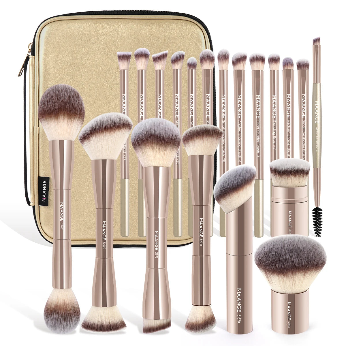 20Pcs Pro Makeup Brushes + Storage Bag Dual End Foundation Powder Blush Eyeshadow Brush Beauty Blending Organizer Tool